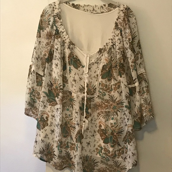 Daniel Rainn Bohemian front tie blouse - Picture 1 of 3